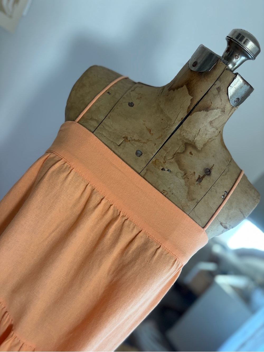 Asymmetrical Tiered Linen Blend Maxi Dress- Not Brown - Picture 7 of 16